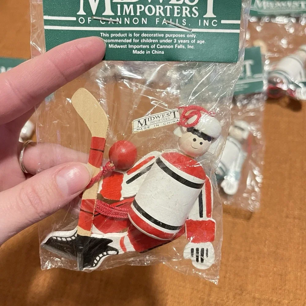 Vintage Hockey Christmas Ornament‎ Midwest Importers Of Cannon Falls Brand New